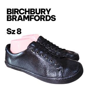 BIRCHBURY BRAMFORDS Sz8 Black Leather Barefoot Minimalist Comfort Sneakers Shoes